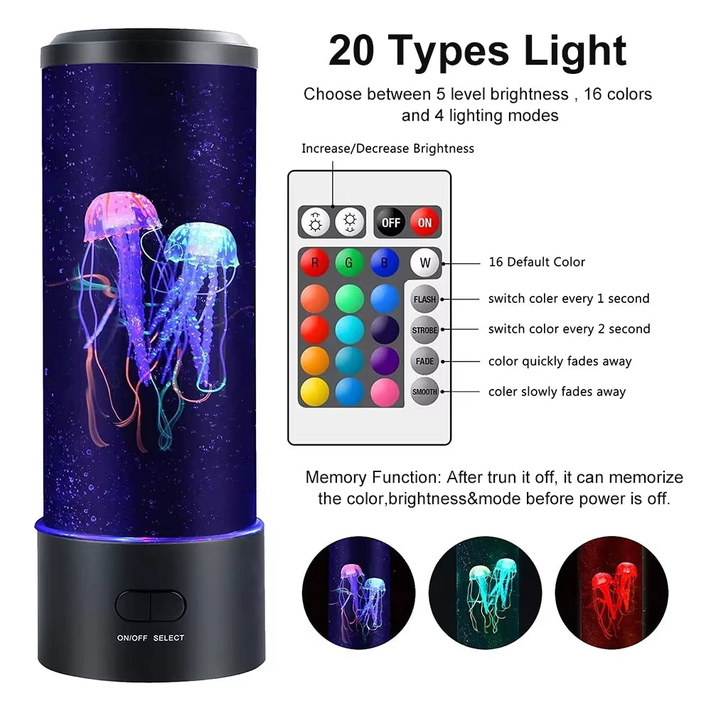 Jellyfish Lamp Color Changing Remote Control Aquarium Tank