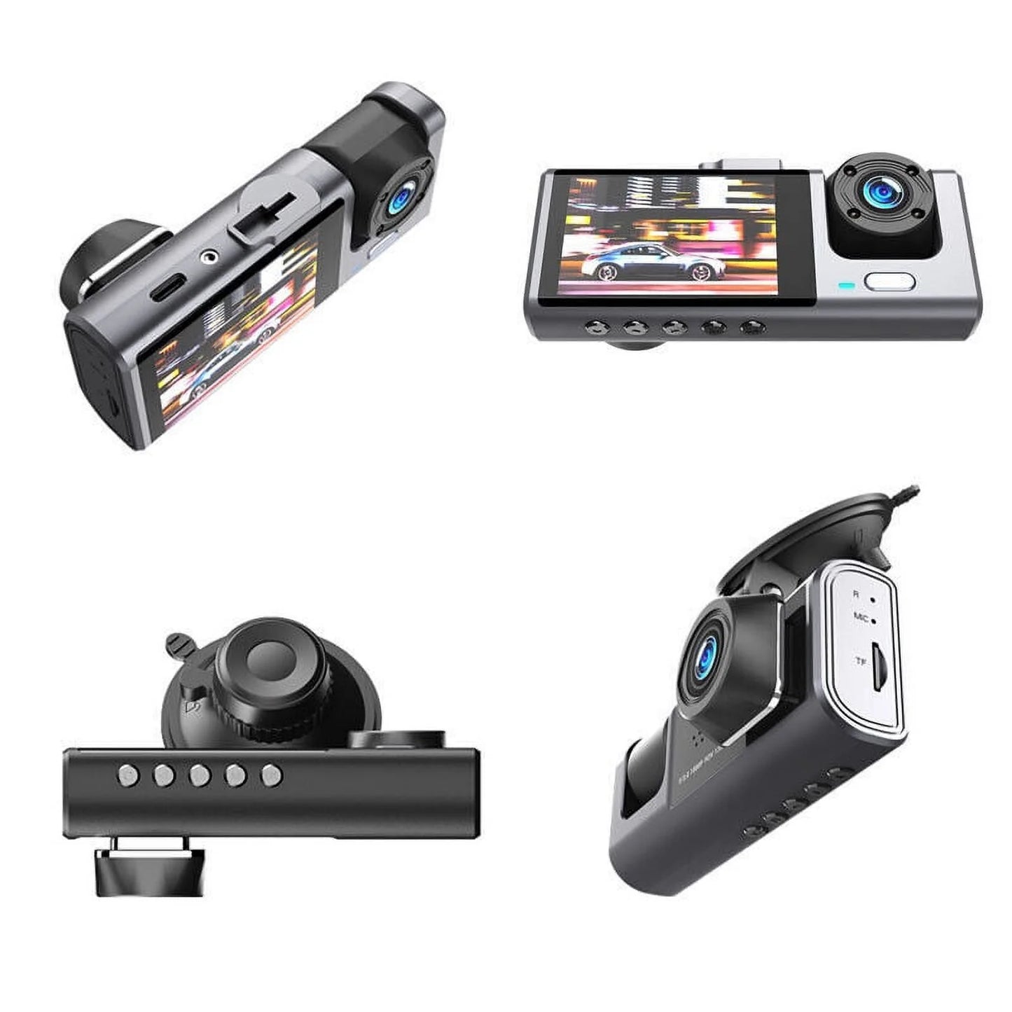 1080P Car Dual Lens Dash Cam Front/Rear/Inside Video Recorder Camera G-Sensor