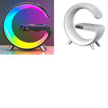 Intelligent G-Shaped LED Lamp with Bluetooth Speaker, Wireless Charging, and App Control for Bedroom and Home Decor